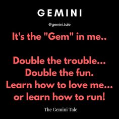 an image with the words gemini and it's the gen in me double the trouble