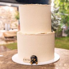 a wedding cake with a small turtle on top