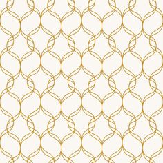 a gold and white wallpaper with wavy lines in the shape of circles on it