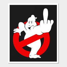 a cartoon ghost is holding up a no entry sign