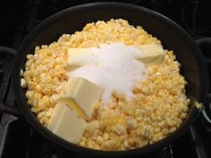 corn and butter in a skillet on the stove