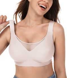 PRICES MAY VARY. Extremely Comfortable Wireless Bra - Brabalas wire-free seamless bra features ultra-comfortable material and the special Jelly Strips technique provides excellent support and lift to the bust. Completely Seamless Bra – Our premium wire-free bralette features a silky smooth, breathable ice-silk fabric. This lightweight and sweat-wicking fabric keeps you cool and offers excellent breathability. The ultimate friction-free fabric mimics the feeling of human skin, you’ll hardly notic Old Bras, Wireless Bras, Bra Size Charts, Everyday Bra, Seamless Bra, Wireless Bra, Sporty Chic, Bustiers, T Shirt Bra