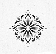 a black and white drawing of a flower with dots on it's petals in the center