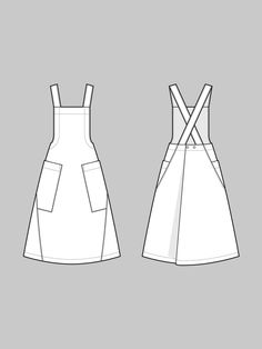 the front and back view of a dress with straps on it, in white paper