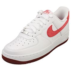 These classic Nike Air Force 1 '07 trainers for women are a timeless style statement. The iconic silhouette is crafted from a premium combination of white leather and red synthetic overlays, offering both durability and a bold pop of color. Textile linings and insoles ensure comfort with every step, while the rubber sole provides reliable traction on various surfaces. Secure your fit with the classic lace-up fastening and elevate your everyday look with these versatile sneakers, perfect for pairing with any outfit. Style: AIR FORCE 1 07 Outer: Leather & Synthetic Lining: Textile Fastening: Lace-Up Sole: Rubber Colour: White Red Sup. Ref.: FQ7626-100 NOTICE FOR EU CUSTOMERS: YOU ARE RESPONSIBLE FOR IMPORT DUTIES AND VAT AT THE DESTINATION COUNTRY FOR ANY ORDERS ABOVE 150 EUROS Subscribe to Versatile Sneakers, Fashion Trainers, Trainers For Women, Nike Force, Nike Air Force 1 07, Trainers Fashion, Sneakers Mode, Red Sneakers, Outfit Style