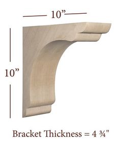 the bracket is shown with measurements for each piece in this image, and it's width