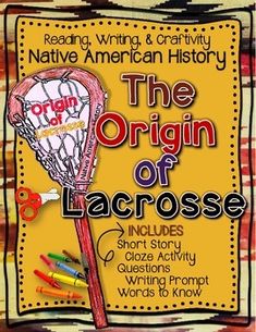 an image of the origin of lacrosse in front of a sign with words and pictures on it