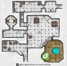 a drawing of a floor plan with several rooms and two floors, including a bathroom