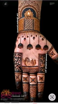 the hand is decorated with intricate designs