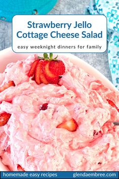 Strawberry Cottage Cheese Salad in a white, oval serving bowl. Jello With Cottage Cheese Recipe, Strawberry Cottage Cheese Jello Salad, Cottage Salad Recipes, Cottage Cheese Jello Cool Whip Dessert, Cottage Cheese Cool Whip Jello Salad, Hello Cottage Cheese Salad, Cottage Cheese And Jello Recipes, Jello Salad Cottage Cheese, Jello Cottage Cheese Cool Whip