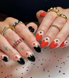 Romani Nails, Holloween Nails, Unghie Nail Art, Hari Valentine, Nails For Women, Nail Swag, Festival Nails, Stick On Nails, Heart Nails