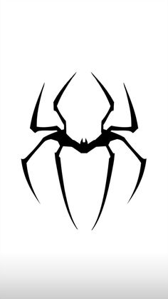 a black spider logo on a white background