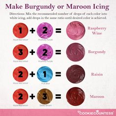 the instructions for how to make burgundy or maroon icing