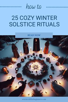 Are you ready to celebrate the magic of the Winter Solstice? Discover 25 cozy rituals that will enhance your connection to the season. From lighting candles to savoring warm drinks, these practices delight the senses and nurture your spirit during the longest night of the year. Embrace traditions like creating nature-inspired altars or doing philanthropic acts, connecting with friends, and celebrating the return of sunlight. Perfect for beginners, these winter solstice rituals invite joy and meaning into this special time. Let's get ready for a soulful celebration! New Years Altar, Winter Solstice Meditation, Solstice Ritual Winter, What Is Winter Solstice, Winter Solstice Party, Winter Solstice Traditions, Candle Lit Ceremony, Winter Solstice Celebration