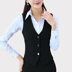 Great Shopping Women Business Work Suit Vest Sleeveless Slim Fitted Waistcoat Gilet Tuxedo Coat, Womens Coats Jackets Fitted Waistcoat, Vest Outfits For Women, Tuxedo Coat, Womens Waistcoat, Womens Black Vest, Formal Vest, Black Waistcoat, Suit Pin, Waist Coat