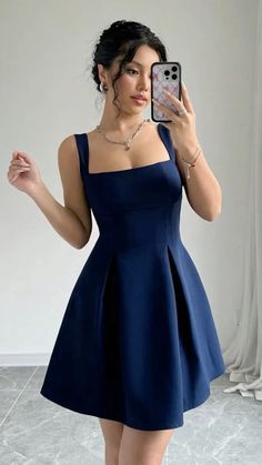 #ootd #classy #ootd #instagram #summer #summerstyle #womenswear #womens #womensstyle #womensoutfits #shein Simple Short Dresses Classy, Shein Dress Classy, Elegant Minimalist Outfit, Summer Birthday Dress, Blue Birthday Dress, Short Dresses Classy, Simple Blue Dress, Simple Prom Dress Short, Ootd Classy