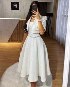 White Church Dresses For Women, White Dresses For Church, White Dress Styles For Church, White Dress For Church, Fancy Dinner Outfit Classy, Elegant Church Outfits, White Church Dress, Church Dresses For Women