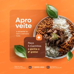 an ad for the spanish food company apro velte with beans and rice