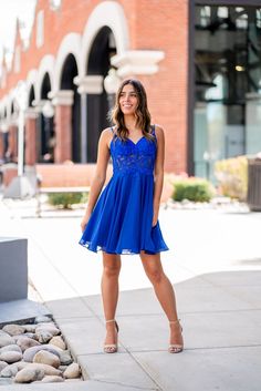 A model in a simple cocktail dress features delicate straps with a semi-sheer lace bodice and keyhole back. Simple Cocktail Dress, Simple Cocktail, Hoco Dress, Silver Heels, Hoco Dresses, Glam Fashion, Lace Bodice, Sheer Lace, Dream Dress