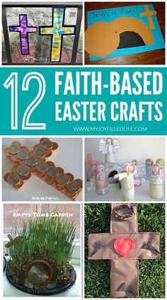 twelve easy and fun easter crafts for kids to make with paper machs, eggs, grass, coins