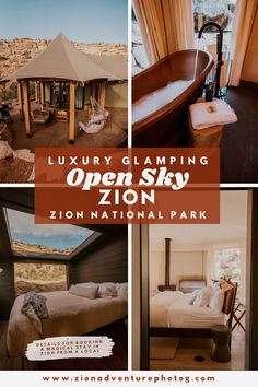 the luxury glamping open sky zon national park is on display in this postcard