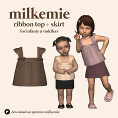 ribbon top + skirt set | Patreon Sims 4 Infant Cc, Sims 4 Infant, Toddler Hair Sims 4, Infant Cc, Toddler Cc Sims 4, Sims 4 Toddler Clothes, Sims Baby, Ribbon Top, Sims 4 Cc Kids Clothing