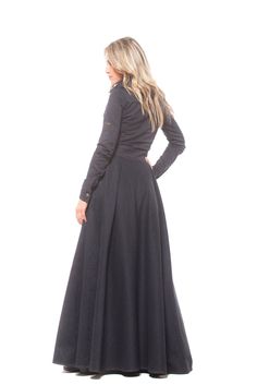 "Denim Maxi Dress, Black Maxi Dress, Shirt Dress Super hot and comfortable casual long denim (100% cotton) princess silhouette dress. Fitted at the top and waist, this maxi fit and flare long sleeve dres's flow like a dream below the waist, all the way down to the floor. The button closure allows you to be as revealing or as conservative as you choose. A designer piece, ideal for spring and summer! Unique fashion experience for your playful character KEY FEATURES: - Fit & flare party dress - Dress With Shirt Underneath Outfit, Denim Wedding Dress, Dress With Shirt Underneath, Denim Wedding Dresses, Shirtdress Outfit, Black Wedding Guest Dress, Dress Shirt Outfit, Maxi Denim Dress, Gothic Plus Size