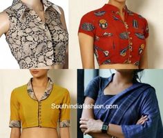 Collared Saree Blouses For The Win Collar Ideas, Neck Blouse Designs, Kalamkari Blouse