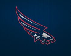 the philadelphia eagles logo on a dark blue background with red, white and blue stripes