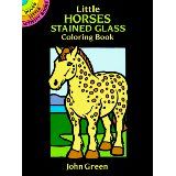 the little horses stained glass coloring book is shown in front of a black background with an image of a giraffe