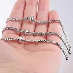 3pcs 1.8mmx11.5cm/ 2mmx11.5mm Stainless Steel Chains, Bulk Chain, Stainless Steel Extension Chain, Adjustable Box Chain, Bead Chains, Wholesale Chains✿ QTY: 3pcs ✿Chains length: 11.5cm✿Chains width: 1.8mm/ 2mm✿Color: Steel color✿Materials:Stainless Steel✿Nickel Free , Lead Free & Toxin Free.`✿´ Below is the advantage of the stainless steel :- UNBREAKABLE, NO TARNISH- ANTI-ALLERGIC, NO CANCINOGENIC EFFECT- PERFUME, SWEAT AND SEA WATER ARE INEFFECTIVE- HYGIENIC, WASHABLE- LONG LASTING, DURABLE Cheap Adjustable Round Beads Chain Bracelet, Steel Extension, Bracelet Blanks, Steel Accessories, Diy Fashion Accessories, Bezel Earrings, Cross Chain, Toxin Free, Bezel Pendant