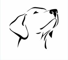 a black and white drawing of a dog's head