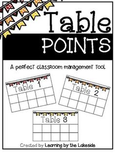 the table points classroom management tool is shown in black and white with colorful pennants