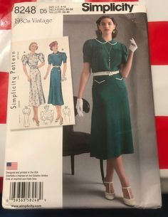 an image of a woman in a dress and hat on the cover of a sewing pattern