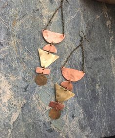 Abstract art earrings, Matisse earrings, shape collage earrings, mixed metal earrings, long earrings, abstract earrings, shape earrings Shape Collage, Pebble Pendant, Abstract Earrings, Mixed Metal Earrings, Beachglass Jewelry, Natural Stone Earrings, Art Earrings, Jewelry Studio, Paper Beads