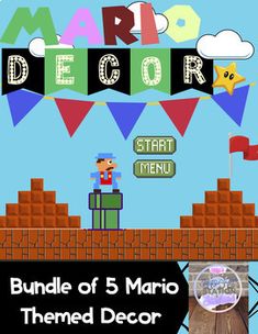 an image of mario's bedroom with the title for the video game, mario decor