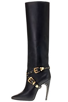 Emilio Pucci Black Leather Boots with Gold Buckles Fall-Winter 2014 #Shoes #Heels Mode Shoes, I Love Shoes, Dream Shoes, Shoe Obsession