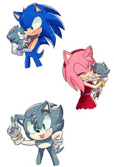 four different sonic characters are depicted in this image