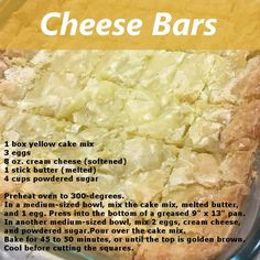 the ingredients for cheese bars in a bowl