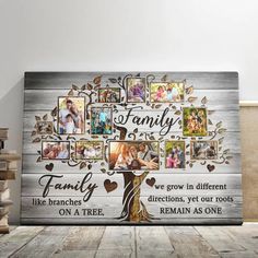 a family tree with pictures and hearts on it