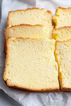 slices of cake sitting on top of white paper