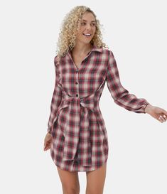 Collared Button Lace Up Plaid Mini Casual Dress – HALARA Slip Dress Beach, Mini Casual Dress, Golf Dresses, Athletic Dress, Flannel Dress, Dress Halter, Dress Beach, Sport Dress, Mini Dress Casual