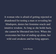 a woman who is afraid of getting reflected or abandoned for testing a man or revealing his blindfolds