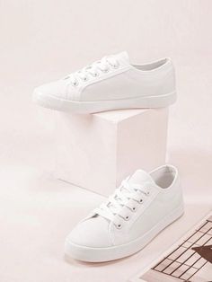 Style:Preppy \nColor:White \nType:Canvas \nToe:Round Toe \nPattern Type:Plain \nStrap Type:Lace Up \nUpper Height:Low-top \nSize Fit:One Size Smaller \nUpper Material:Canvas \nLining Material:Canvas \nPower Supply:None \n Lipstick Gift Set, White Flat Shoes, White Canvas Shoes, Plain Canvas, Fever Dream, Women Casual Shoes, Coffee Recipe, Ice Coffee, White Sneakers Women