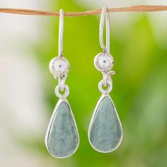 Jade dangle earrings, 'Pale Green Tears' - Fair Trade Sterling Silver Dangle Jade Earrings Jade Earrings, Eco Friendly Jewelry, Natural Jade, Jewelry Packaging, Pale Green, Hook Earrings, Jewelry Gift Box, Fair Trade, Sterling Silver Earrings