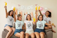 A fun night out is guaranteed with these soft custom shirts, made for the entire I Do Crew! Perfect for Wonderland or Looking-glass themed Bachelorette parties or Hen parties, Bridal showers, and more.  The front features Tenniel's classic Alice illustration with her Drink Me Bottle and her quote "Come, we shall have some fun now!" Choose White (Bride), Heather Ice Blue (Bridesmaid) or Ash ("I Do" Crew).  Back of all shirts features the Cheshire Cat and his famous line "We're all mad here."  .: Tear away label .: Runs true to size .: Printed to order on a soft Bella Canvas cotton tshirt .: Need a different color or name? Message me for a custom order! Real Bridesmaids, Bridesmaid Tshirts, Funny Bachelorette, Team Bride Shirts, I Do Crew, Style Africain, Bride Shirt, Bridesmaid Shirts, Bridal Party Shirts