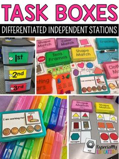 several different types of task boxes and their labels