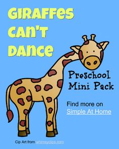 the giraffes can't dance preschool mini pack includes five pages and four activities