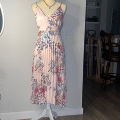 Memorial Day Weekend Sale Brand New Beautiful Dress. Look Your Best At Any Special Event. Waist - 14" Bust - 15 1/2 Shoulder - 11 1/2 Length - 35 1/2 Thigh - 17 Pink Lined Maxi Dress For Dress Down, Pink Lined Maxi Dress For Casual Wear, Feminine Pink Pleated Maxi Dress, Casual Pink Lined Maxi Dress, Feminine Pleated Pink Maxi Dress, Summer Pink Pleated Midi Dress, Pink Pleated Dress For Day Out, Casual Pink Pleated Maxi Dress, Pink Lined Midi Dress For Day Out