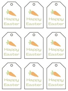 happy easter tags with carrots on them